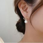 Rabbit Ear Faux Pearl Alloy Earring 1 Pair - White - One Size