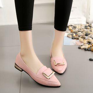 Metal Buckle Pointy-toe Flats