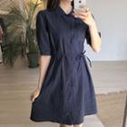 Short-sleeve Shirtdress With Cord