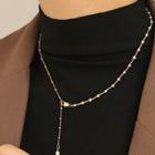 Freshwater Pearl Y Alloy Necklace 1 Pc - Gold - One Size