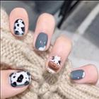 Milk Cow Faux Nail Tips X49 - Ink Blue & Cow - Black & White - One Size