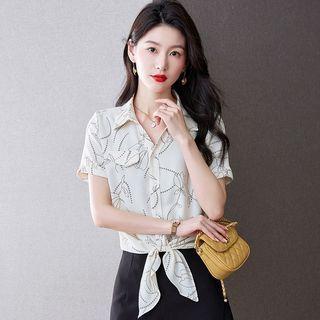 Print Chiffon Short-sleeve Shirt