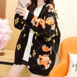 Bear Argyle V-neck Cardigan