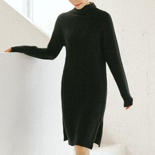 Mock Turtleneck Midi Sweater Dress