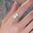 Shell Rhinestone Layered Alloy Ring Silver - One Size