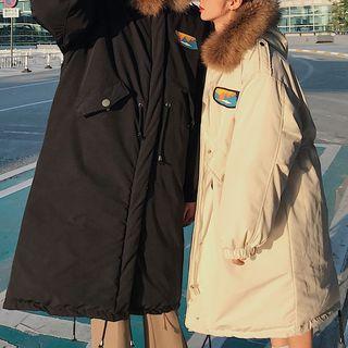 Couple Matching Furry Hooded Buttoned Coat