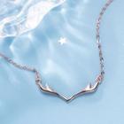 925 Sterling Silver Antler Necklace X132 - Rose Gold - One Size