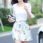 Set: Lace Top + Printed Skirt