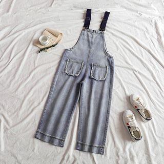 Wide-leg Cropped Denim Dungaree