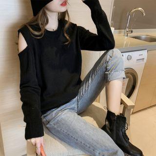 Crew-neck Cold Shoulder Sweater