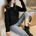 Crew-neck Cold Shoulder Sweater