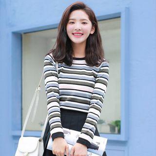 Striped Long-sleeve Knitted Top