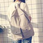 Canvas Double Front Pockets Backpack