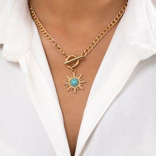 Sun Turquoise Pendant Alloy Necklace