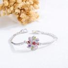 Fashion Elegant Flower Cubic Zirconia Bracelet Silver - One Size