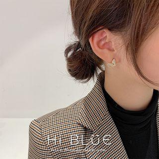 Rhinestone Butterfly Earring 1 Pair - 925 Silver - One Size