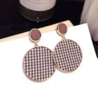 Houndstooth Disc Earring 1 Pair - Silver Needle - Gold - One Size
