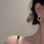 Faux Pearl Hoop Dangle Earring A128 - 1 Pair - Gold - One Size