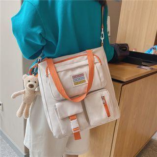 Lettering Canvas Crossbody Bag / Charm / Set