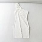 Sleeveless Ruffle Trim One-shoulder Mini Dress