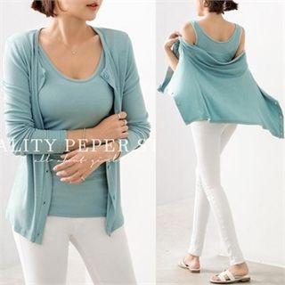 Set: Round-neck Cardigan + Camisole