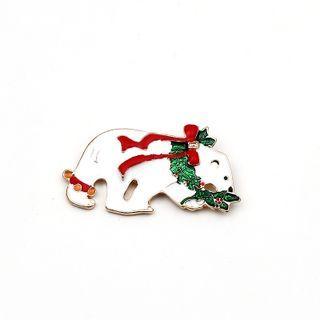 Polar Bear Glaze Alloy Brooch White - One Size