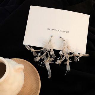 Faux Pearl Lace Fringed Earring 1 Pair - As Shown In Figure - One Size