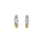 18k Rose Gold & White Gold Two-tone Earrings With Diamonds One Size