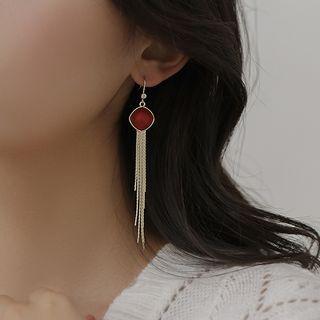Bead Alloy Fringed Earring 1 Pair - Red - One Size