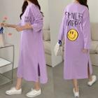 Letter Smiley-printed Long T-shirt Dress