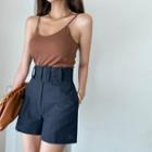 Zip-fly Belted Shorts