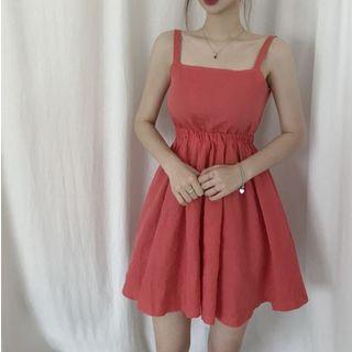 Square-neck Spaghetti Strap A-line Dress