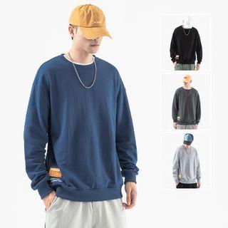 Applique Long-sleeve Plain Sweatshirt