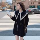 Double-layered Collar Color Block Jacket