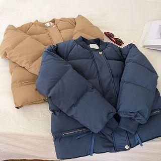 Plain Long-sleeve Fleece Coat