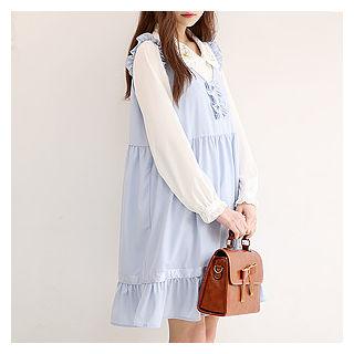 Sleeveless Frill-detail Empire Dress