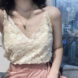 Sequined V-neck Camisole Top