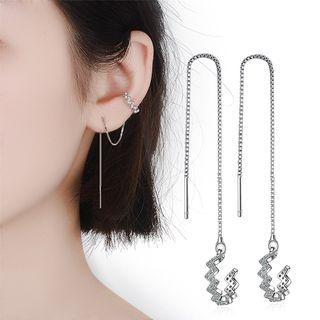 Rhinestone Dangle Earring 1 Pair - Platinum - One Size