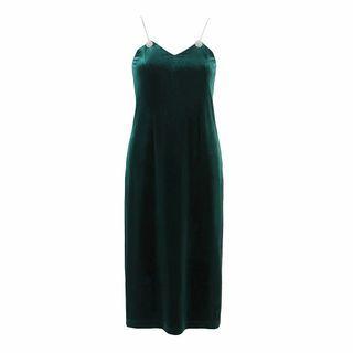 Rhinestone Velvet Strappy Midi A-line Dress