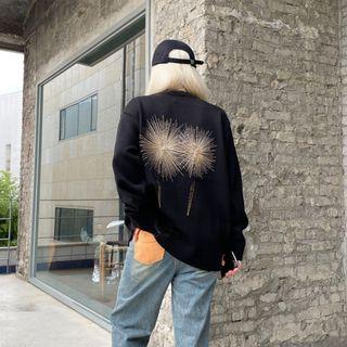 Long-sleeve Round-neck Firework Embroidered Knit Top