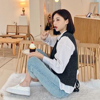 Tie-back Woolen Rib-knit Vest