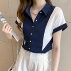 Short-sleeve Polo Collar Chiffon Shirt