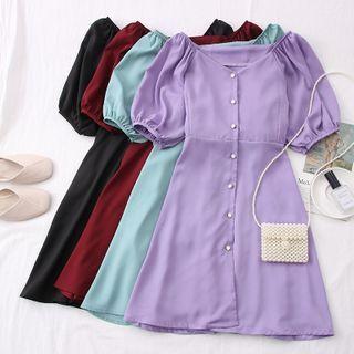 Tie-back Wide-neck Shirtdress
