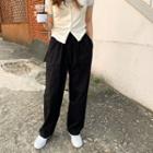 Drawcord Wide Cotton Pants