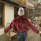 Stand-collar Faux-fur Jacket