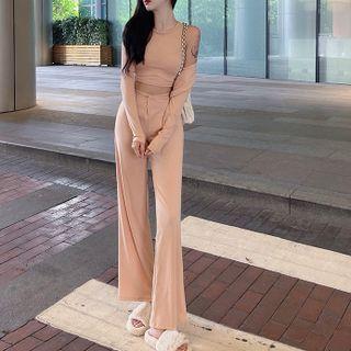 Crop Tank Top / Cardigan / Wide Leg Pants