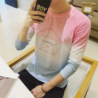Gradient Star Print Long Sleeve T-shirt