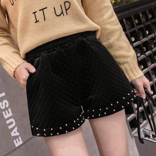 Studded Velvet Shorts Black - One Size