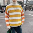 Long-sleeve Mock Neck Color Block Sweater