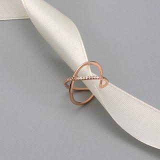 Rhinestone Cross Open Ring Ring - Gold - One Size